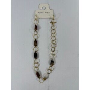 Aureus + Argent Chunky Asymmetrical Gold Tone Loop and Banded Disk Necklace NWT